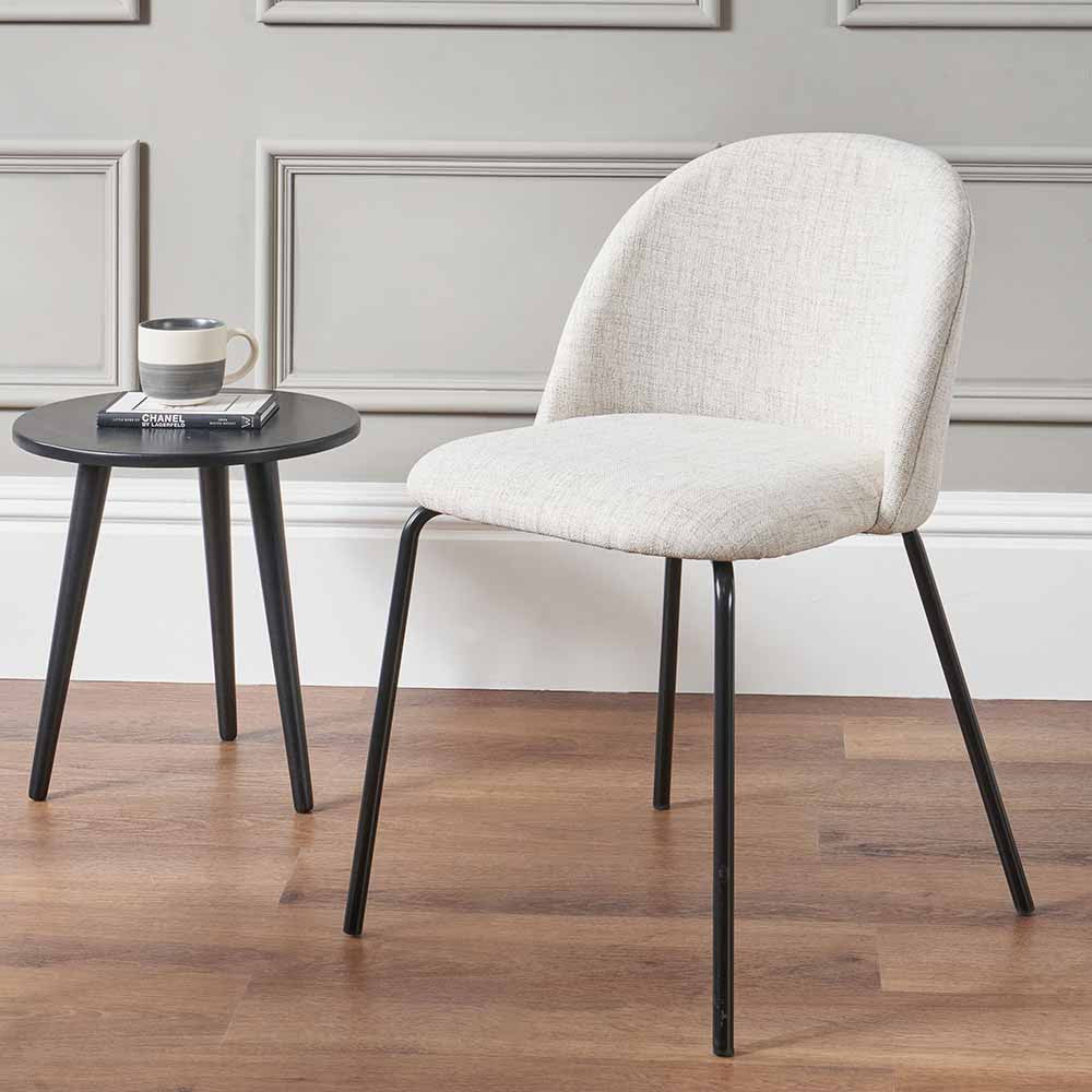 Turi Pebble Grey Linen & Black Metal Dining Chair